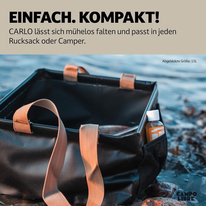 Складана чаша I Миска для миття посуду з ручками для кемпінгу I Легко зберігається складна чаша для вашого туристичного посуду I Миска для в дорозі I Складана чаша для миття посуду Антрацит 25 л