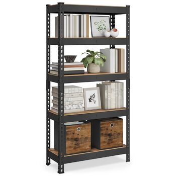 Швидкозбірний надміцний стелаж, окремостоячий стелаж, стелаж для зберігання, кухонний стелаж, 5 полиць, 30 x 75 x 150 см, вантажопідйомність до 875 кг, для підвалу, кухні, кабінету, вінтажно-коричневий GLR300B11