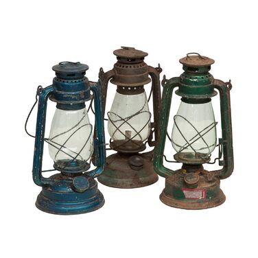 Антикварний металевий олійний ліхтар Biscottini Д15,5 x Ш15,5 x В32,5 - Центральна композиція - Домашній декор - Ліхтар у стилі шеббі-шик - Кемпінг