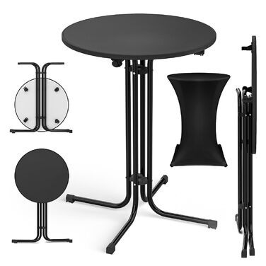 Складаний бістро-стіл, круглий складаний барний стіл з кришкою, водонепроникний для садів, бістро, весіль та заходів на свіжому повітрі, чорний