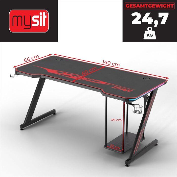 Ігровий стіл MY SIT Титан з RGB-підсвічуванням та розширеним функціоналом