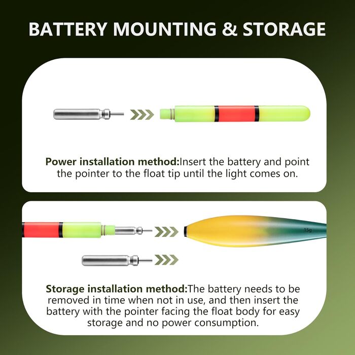 Світлодіодні рибальські поплавці, водонепроникні поплавці для нічної риболовлі у прісній та солоній воді, рибальські аксесуари високої видимості для початківців та професіоналів, 3