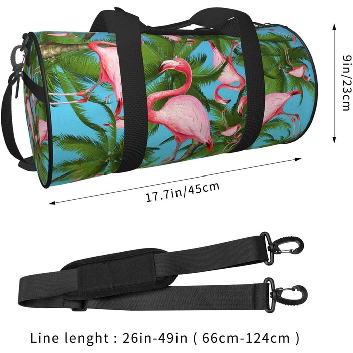 Дорожня сумка з тропічним дизайном (фламінго, пальми) для фітнесу, спорту, велика сумка для подорожей, на нічліг та на вихідні для жінок та чоловіків