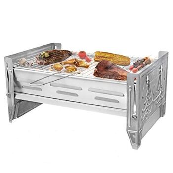 Кемпінговий гриль VENTON 26,8 x 40,2 x 19,8 см (Д x Ш x В) Складаний та портативний міні-гриль Практичний дорожній гриль зі знімною решіткою для гриля Міцний складаний гриль з нержавіючої сталі Портативний гриль для вулиці