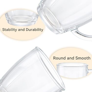 ДИЗАЙНМАЙСТЕР6 шт. , 350 мл - Келихи для латте макіато з ручкою, склянка для кави/чаю, довго зберігають тепло, ідеально підходять