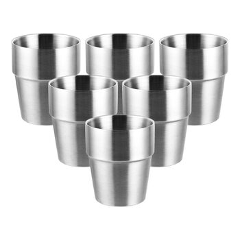 Набір із 6 чашок з нержавіючої сталі, чашка з нержавіючої сталі об&39ємом 300 мл, срібна кемпінгова чашка розміром 9,5x8,2 см для дому, ресторану, вечірки, кемпінгу