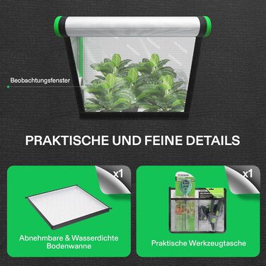 Намет для вирощування VIVOSUN S425 120x60x150 см. Намет для вирощування в приміщенні, виготовлений із майлара з високою відбивною здатністю, із оглядовим віконцем і піддоном для підлоги для внутрішньої гідропонної системи вирощування для VS2000