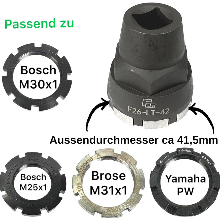 Інструмент Fantic26 Lockring Tool Ebike Bicycle Lockring Chainring Spider Service Tool Інструмент для розбирання Гайка Підходить для Ebike Brose Motor Drive S/Mag для Bosch Gen.2 Gen.3 Performance CX, Yamaha PW-X