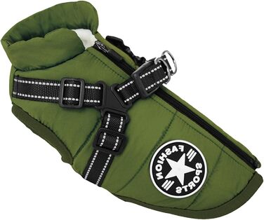 Водонепроникне пальто для собак Надзвичайно водонепроникна зимова куртка для собак зі світловідбивачами, безрукавний жилет на підкладці, вбудований шлей, ідеально підходить для холодних днів (зелений розмір XXL)