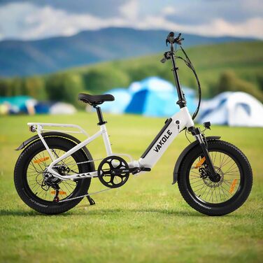 Складаний електровелосипед VT4 20 дюймів з акумулятором 36 В 13 Аг, 20x3,0 дюйми, шини для фетбайка, електровелосипед, що відповідає стандартам ЄС, для чоловіків та жінок, білий