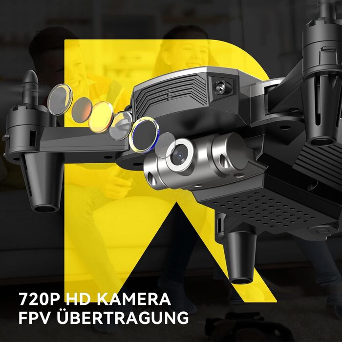 Дрон DEERC D20 з камерою HD 720P для дітей, складаний RC міні-квадрокоптер з FPV WiFi живою трансляцією, 2 батареї, тривалий час п