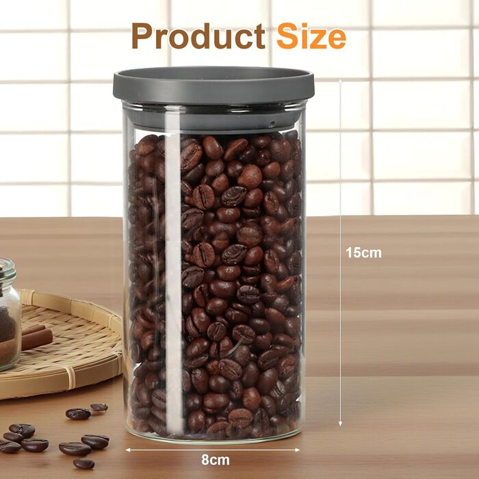 Набір із 4 герметичних боросилікатних скляних банок для зберігання з кришками для кухні VINATO, без бісфенолу А, скляні банки об&39ємом 600 мл з кришками для горіхів, снеків та спецій