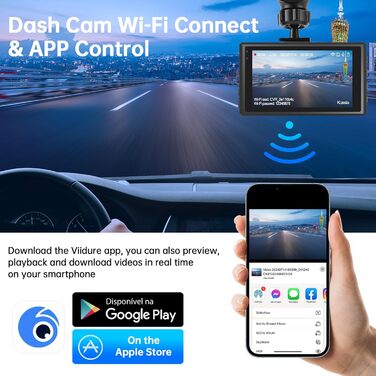 Автомобільна відеореєстраторна камера спереду ззаду, автомобільна камера WiFi/APP управління подвійною відеореєстраторною камерою