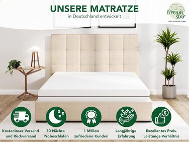 Матрац DREAMSTAR Vital Silver XXL з холодної піни, висота 24 см Ергономічний 7-зонний матрац, 140 x 200 см, рівень жорсткості H2 Гіпоалергенний та антибактеріальний Знімний чохол, який можна прати Сертифіковано Oeko-Tex (24 см, 140 x 200 см) рівень жорстк