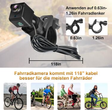 Камера заднього виду для велосипедів, дзеркало заднього виду для велосипеда з кутом огляду 110 та 4,3-дюймовим AHD-монітором, поворотне кріплення на 360 з нічним баченням для гірських велосипедів, електровелосипедів, керма, шосейних велосипедів