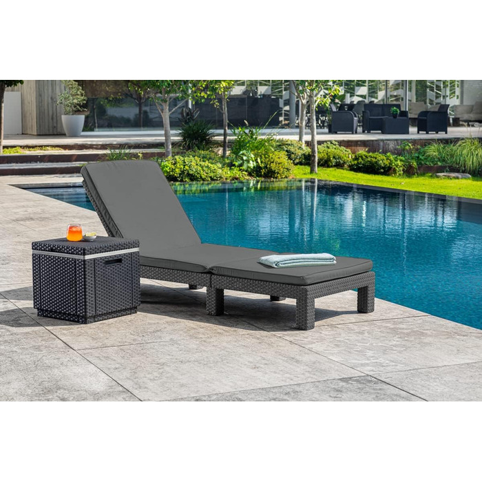 Холодильник / Бічний столик Ice Cube, Імітація ротанга, Пластик, Графіт, 218759