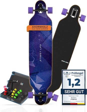 Лонгборд Sporterra Summer Edition літня пропозиція для дорослих та підлітків drop-through cruiser фрірайд 8-шаровий клен ABEC-9 оптимізований для вуличних пригод карвінгу повний компліт оригінал 2025