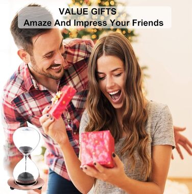 Пісочний годинник SuLiao для Uten, поворотний на 720, старовинний білий пісочний годинник, вінтажний пісочний годинник 1 Hora Reloj de Arena, великий метал, пісочне скло, офіс, письмовий стіл, дім, весільне оформлення (сірий магнітний пісок, 1 хвилина)