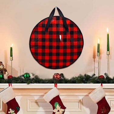 Коробка для зберігання корони 2 картаті кишені Кишеня на блискавці з ручкою Для шафи, будинку, горища, підвалу, гаража, Різдва, спальні, гуртожитку 76 x 18 см