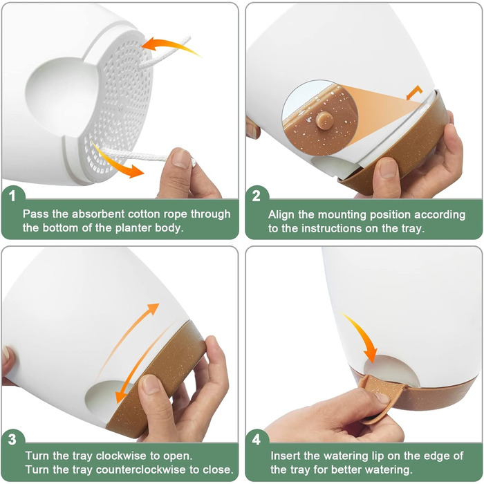 Пакетів пластиковий квітковий горщик з системою поливу, 17.8/16.5/15.2/13.9/12.7 см самополиваюча сівалка з блюдцем кругла сівалка