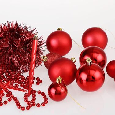 Різдвяні ялинкові прикраси 77 шт червоні Deuba