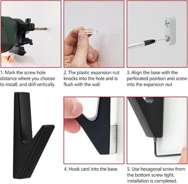 Комплектів гачків для пальто чорний матовий, гачки для пальто акустичні панелі чорні, гачки для пальто з цинкового сплаву, гачки д