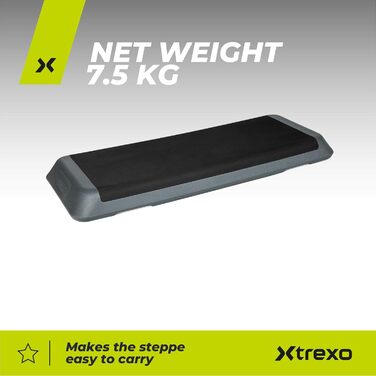 Степер TREXO для аеробного фітнесу для кардіотренувань, аксесуар для домашнього спортзалу з регульованою висотою (10, 15, 20 см), підходить для тренувань до 250 кг, чорний/рожевий, 109 x 41 см, TRX-AS01 сірий