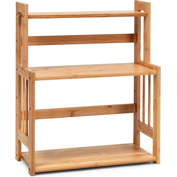 Рівнева бамбукова підставка для спецій, тримач для спецій з регульованими полицями, кухонна підставка для спецій, кутова полиця для кухні та їдальні, 3-