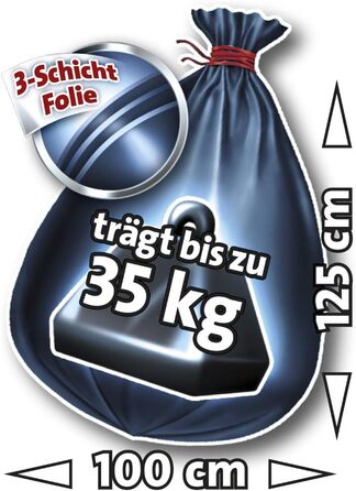 Міцні пакети для сміття Swirl Professional зі шнурком, 240 літрів, стійкі до розривів, 5 шт. в рулоні (упаковка з 3 шт. )