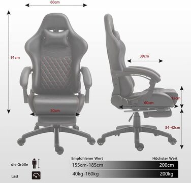 Ігровий стілець Dowinx Офісний стілець Ергономічний стілець для ПК з масажною поперековою підтримкою, гоночний стілець зі шкіри PU