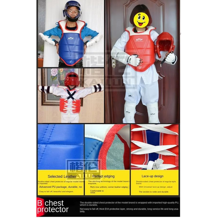 Захисний костюм для тхеквондо для дорослих та дітей, комплект для змагань з бойових мистецтв, комплект щитків для гомілки, голова, рот, рукавички, комбінований спортивний захист, дитячий, синій, 130-150 см