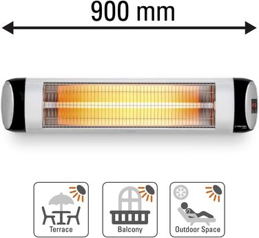 Інфрачервоний обігрівач для тераси TROTEC IR 2570 S Теплова потужність 850 Вт / 1650 Вт / 2500 Вт Окремостоячий пристрій, настінний монтаж, включаючи пульт дистанційного керування, з функцією таймера