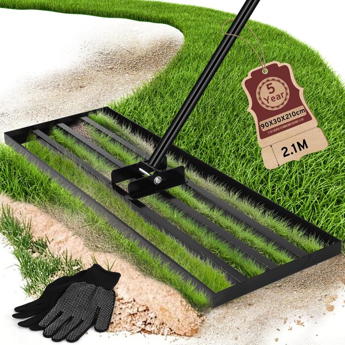 Гребінь-рівняльник для газону, інструмент для вирівнювання ґрунту, легке вирівнювання та догляд за газоном для саду, подвір'я, гольф-поля, 90x30x210 см