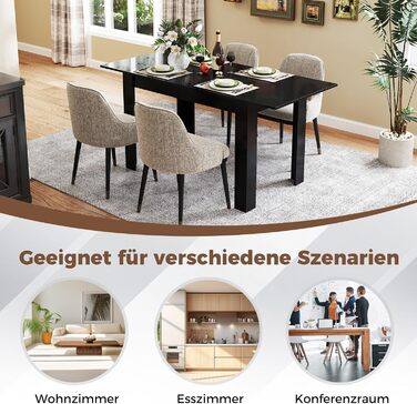 Розсувний обідній стіл COSTWAY, 120/158 x 70 см, Кухонний стіл для 4-6 осіб, Прямокутний обідній стіл для їдальні, Кухня, Чорний