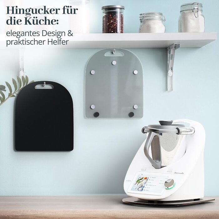 Розсувна дошка LAINFELD для Thermomix TM6 TM5 Чорне акрилове скло преміум класу Переміщення без зусиль без пошкодження ваг Роликова дошка Глайдер матовий чорний