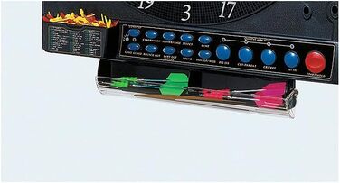 Електронна мішень для дартсу Kings Dart Professional Tournament JX-2000 Турнірна дошка, включаючи 24 дротики 41 гра, понад 200 варіацій гри Текст, що прокручується звук Надзвичайно тонкий павук, різнокольоровий