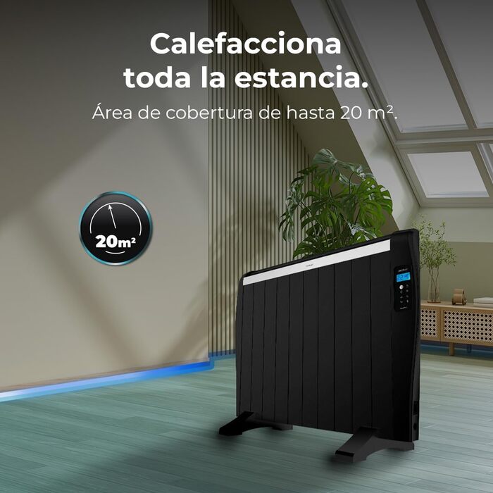 Електричний обігрівач Cecotec ReadyWarm 2100 Thermal Black, 10 секцій, 1500 Вт, з пультом ДК, LCD-дисплеєм, таймером та регулюванням температури, площа обігріву до 20 м
