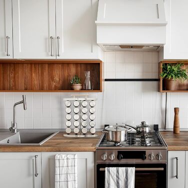 Портативна підставка для спецій Relaxdays, що містить 20 банок для спецій, зі вставкою-шейкером, з можливістю повторного наповнення, срібляста/прозора