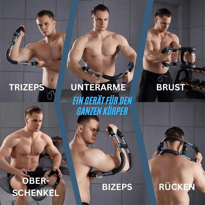 Силовий тренажер для грудей та плечей. Регульований еспандер для ефективного силового тренування верхньої частини тіла вдома в тренажерному залі. Синій.