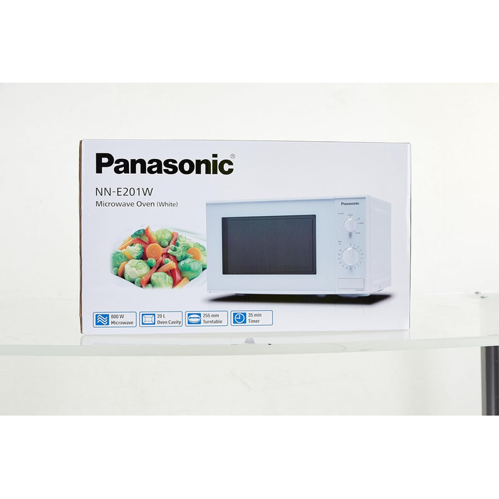 Мікрохвильова піч Panasonic NN-E201WMEPG Solo (800 Вт, 20 літрів) Біла без гриля Одинарна біла