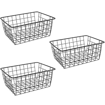 Дротяних кошики для зберігання, маленький металевий кошик 28x22x12 см, кошик для ванної кімнати, настінний залізний підвісний кошик, відкритий дротяний дизайн, сітчастий кошик для зберігання для офісу, кухні, ванної кімнати, 3