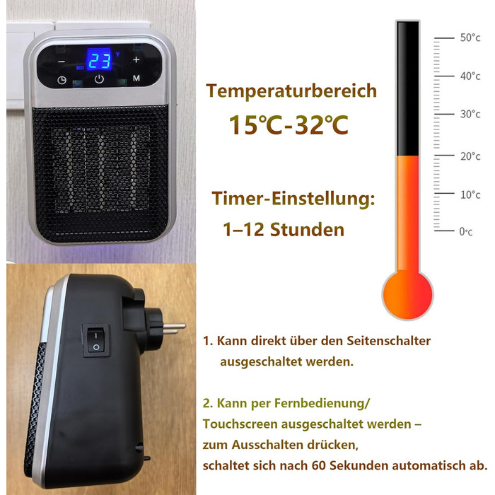Підключається до мережі з вентилятором та дистанційним керуванням, міні-керамічний вентилятор для ванної кімнати, енергозберігаючий, тихий обігрів, променевий обігрівач потужністю 800 Вт з 12-годинним таймером, термостатом та захистом від перегріву для сп
