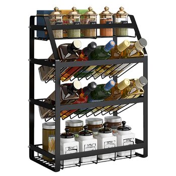 Рівнева підставка для спецій з нержавіючої сталі, органайзер, система зберігання спецій, кухонний тримач для спецій, нахил 45, кухонна полиця для пляшечок зі спеціями, банок, пляшечок з олією, 53x35x20 см, тип A, 4-