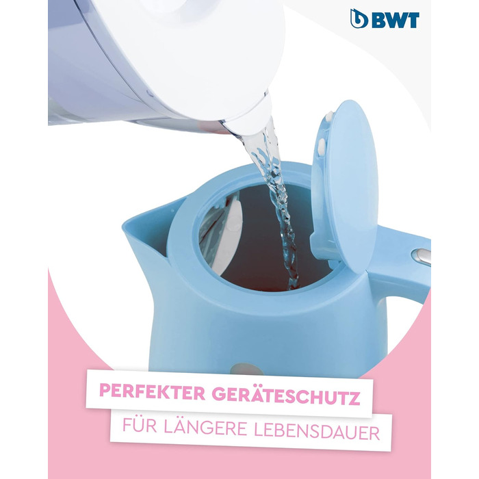 Фільтр для води BWT Vida White 2.6L Фільтр з 1 додатковим фільтруючим картриджем для мякої фільтрованої води Фільтр для води питної води Фільтри вапно, хлор, свинець і мідь, білий