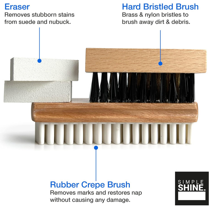 Щітка для замшевого взуття Щітка для чищення нубуку-Гумка для бруду з крепової замші Набір щіток для чищення взуття для догляду за замшею - Шкіряне взуття