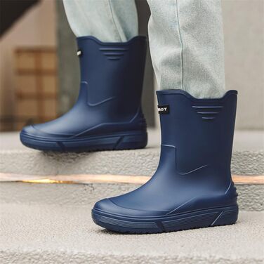 Водне взуття, гумові чоботи, гумові чоботи, чоловічі, європейський стиль, нековзні, для кухні, активного відпочинку, риболовлі, подорожей та походів, розмір 2, сині, 39 1/3 EU