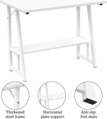 Білий стіл з книжковою полицею, комп&39ютерний стіл з полицею, комп&39ютерний стіл з полицею, ергономічний стіл для ноутбука, офісний стіл 80x50x73см, робочий стіл для домашнього офісу, вітальня білий 80x50x73см