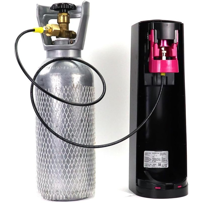 Шланг високого тиску ASOFTY Co2 1,5 м з манометром 3000 фунтів на квадратний дюйм, сумісний з Sodastream Duo, Crystal 3.0, Gaia, Art і Terra, підтримка більшого газового балона CO2 з бар'єром зворотного потоку Універсальний тип - з манометром