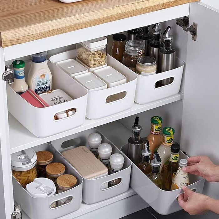 Коробка для зберігання пластиковий кошик для зберігання кухонна шафа органайзер з ручками кошик для зберігання кошик для зберіганн