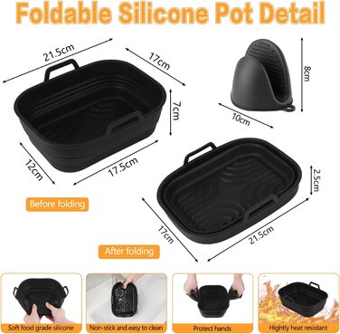 Аксесуари для фритюрниці для ніндзя, аксесуари для фритюрниці для Ninja Foodi AF400EU AF451EU 9.5 л Double Stack XL SL400EU та двозонна фритюрниця з силіконовою формою для фритюрниці, двошаровою решіткою для приготування їжі